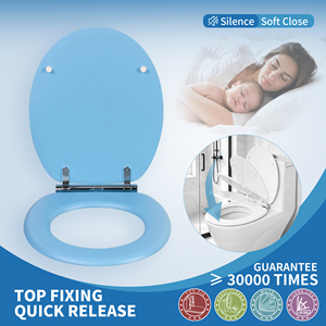 Siège de toilette en bois moulé <span class=keywords><strong>bleu</strong></span> océan à fermeture douce et à dégagement rapide avec finition mate - Product Image 2