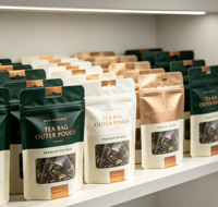 Sachets de thé plats personnalisés avec fermeture éclair, vente en gros, emballage individuel pour sachets de thé, pochettes de rangement réutilisables pour le thé
