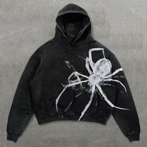 เสื้อฮู้ดดี้สไตล์วินเทจลายสัตว์พิมพ์ลายกรด น้ำหนัก 420 กรัม ปักลาย Y2K สำหรับฤดูใบไม้ร่วง ทรงโอเวอร์ไซส์ ผ้าฝ้าย 100% สำหรับผู้ชายและผู้หญิง - Product Image 1