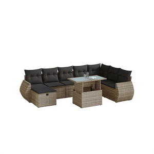 Conjunto de Sofá de Jardín de Ratán Gris, 6 Plazas, Muebles de Exterior con Almacenamiento, Diseño Contemporáneo - Product Image 1