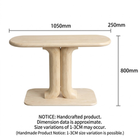 Table console en travertin beige, style moderne minimaliste, table d'entrée, table de couloir en pierre naturelle, mobilier de villa de luxe, Émirats arabes unis