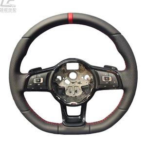 Volant en cuir véritable en stock pour VW CC <span class=keywords><strong>Golf</strong></span> <span class=keywords><strong>6</strong></span> 7 7.5 R MK6 MK7 MK7.5 Tiguan Passat <span class=keywords><strong>GTI</strong></span> <span class=keywords><strong>DSG</strong></span> - Product Image 1