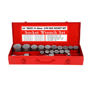 Jeu de clés à douilles à chocs robustes 21 pièces 3/4'' pour mécaniciens automobiles, outils multifonctionnels - Product Image 1