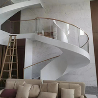 VIKO – escalier incurvé en acier au carbone, marbre gris, escalier moderne pour la maison