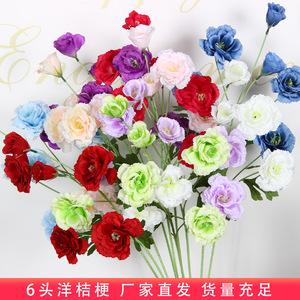 Fleurs artificielles de Lisianthus, 6 têtes, décorations florales en soie pour mariage, plafond de salle, allée, branche unique - Product Image 3