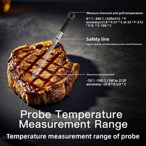 Thermomètre intelligent <span class=keywords><strong>sans</strong></span> <span class=keywords><strong>fil</strong></span> <span class=keywords><strong>Bluetooth</strong></span> 2025 pour barbecue et <span class=keywords><strong>viande</strong></span> avec application pour cuisine et four, en acier inoxydable 304, plage de -10°C à 100°C - Product Image 4