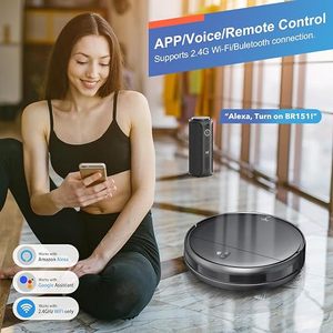 Robot aspirateur et serpillière 2 en 1, aspirateur robotisé avec application programmable/Alexa/commande vocale, robot aspirateur et serpillière mince à auto-recharge - Product Image 4