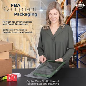 Poly <b>Bags</b> 11x14 Inches Three Side Seal Heavy Duty Plastic With Suffocation Warning 200 <b>Pack</b> - Product Image 2