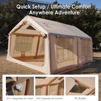 Tente Gonflable Extra Haute 12m² pour 4-6 Personnes, Grande Tente Oxford Double Couche Quatre Saisons, Deux Chambres, Camping Familial, Montage Rapide