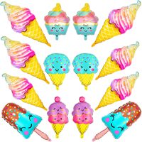 Ensemble de ballons en aluminium Flamingo Glace aux fruits d'été, ballons feuilles d'ananas et d'hibiscus tropicaux pour la décoration de fête d'anniversaire sur la plage