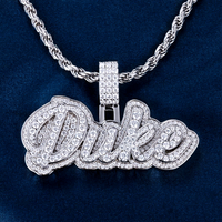 Usine personnalisée VVS Moissanite diamant Cursive lettre pendentif S925 argent 9k 10k 14k 18k or massif glacé pendentifs à breloques