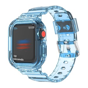 Trendybay – Bracelet de sport étanche avec boucle à ardillon, étui transparent en TPU anti-jaunissement intégré, compatible avec <span class=keywords><strong>Apple</strong></span> <span class=keywords><strong>Watch</strong></span> Series - Product Image 4