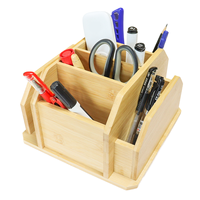 Boîte de rangement rotative à 360° en bambou personnalisée pour télécommandes, articles divers, fournitures de bureau, organisateur de bureau