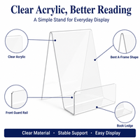 Support de présentation de livres en acrylique transparent poli sur mesure avec garde-corps avant pour librairie, présentoir de lecture de bureau