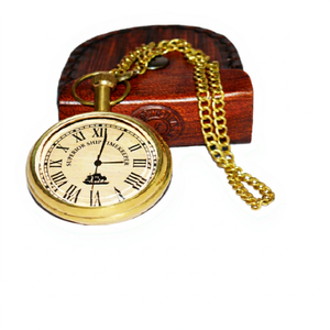Retro Brass Pocket Watch Mechanical Mini Clock Roman Numeral Chain Key Chain Nautical Style Gift Decor - Product Image 1