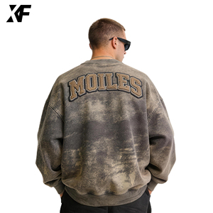 <span class=keywords><strong>Felpa</strong></span> <span class=keywords><strong>Oversize</strong></span> Lavata XUFEI OEM Personalizzata, Stile <span class=keywords><strong>Vintage</strong></span>, 500 Gsm, Ricamata, 100% Cotone, per Uomo - Product Image 3