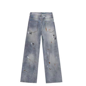 100% Baumwolle Heavyweight Denim Overs ized Skate Fit Herren Colossus Jeans Low-Rise Grau Blau Wash Bolted Nieten Winter Niet - Product Image 2