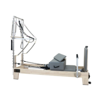 Máquina de Pilates Reformer de Madera de Roble con Torre, Barra Móvil de 6 Resortes de Grado Profesional, Semi Trapecio, para Entrenamiento de Core, Venta al por Mayor