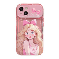 Dessin animé fille impression caméra miroir support main corde TPU housse de téléphone portable pour Iphone 17 X Xr XS 11 12 13 14 15 16 Pro Max