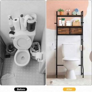 Space-Saving Bathroom Storage Bathroom Furniture Rack Modern Bathroom Storage Space-Saving Bathroom Storage <b>Solid</b> <b>Wood</b> - Product Image 3