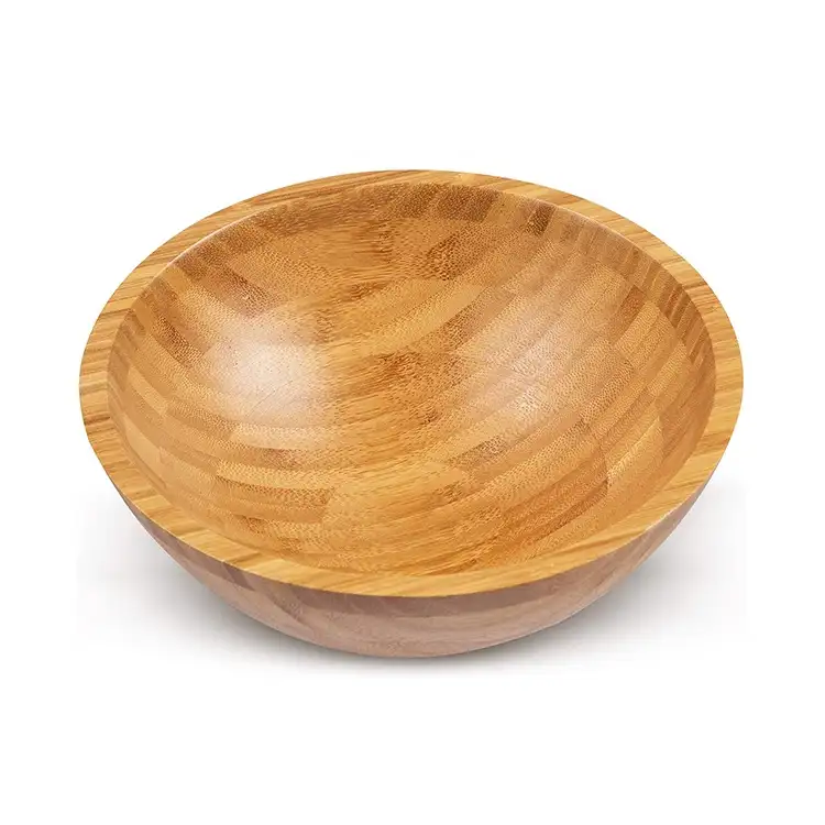 Фабричная многоразовая 100% натуральная круглая Салатница ручной работы, Бамбуковая деревянная Кокосовая миска