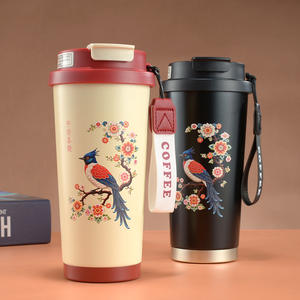 แก้วน้ำสแตนเลส Lily Of The Valley ขนาด 500 มล. แก้วกาแฟแบบพกพาพร้อมหลอดสำหรับผู้ชายและผู้หญิง - Product Image 3