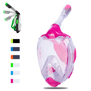 Masque intégral Wave en verre trempé 4,0 mm anti-buée pour plongée en apnée adulte plage - Product Image 2