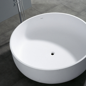 Vasca da Bagno Moderna di Alta Qualità in Pietra Artificiale Rotonda Autoportante in Resina Acrilica per Hotel e Ville ST-13 1500 con Funzione di Immersione Bianca - Product Image 2