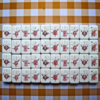Tuiles de Mahjong américaines personnalisées modernes en acrylique à sept couches, orange, bleu marine, rouge, Walk with Me