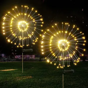 LED 태양 광 발전 불꽃 요정 조명 안뜰 정원 장식을위한 방수 야외 민들레 잔디 램프