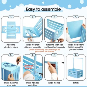 Màu Xanh Bằng Gỗ Bé Tắm Hộp Lưu Trữ Hộp Với Xử Lý Cá Nhân Lưu Trữ Bằng Gỗ Thùng - Product Image 3