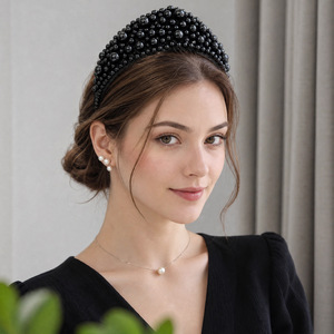 Serre-tête Vintage Couronne de Perles et Diamants, Bandeau Rétro de Luxe en Strass, Serre-tête Baroque Gonflé, Accessoires Cheveux Élégants pour Femme - Product Image 5