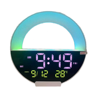 Réveil numérique électronique moderne de bureau/table avec fonction snooze, calendrier DST, affichage de la température, 12 lumières colorées, veilleuse