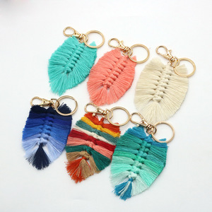 Nouveau fabriqué à la main tressé <span class=keywords><strong>plume</strong></span> glands <span class=keywords><strong>macramé</strong></span> <span class=keywords><strong>porte</strong></span>-clés avec alliage pour sac à dos sac à main portefeuille décor 13cm * 6cm pour les femmes - Product Image 4