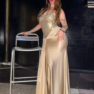 Abito da sera sexy con paillettes personalizzato, elegante e alla moda, a doppio strato in raso, push-up, firmato, <span class=keywords><strong>per</strong></span> <span class=keywords><strong>donna</strong></span>, ideale <span class=keywords><strong>per</strong></span> <span class=keywords><strong>laurea</strong></span> e compleanno - Product Image 3