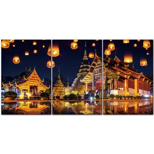 Leinwand druckt Poster Thailand Stadt Landschaft Wand kunst Stadt Minimalist isches Bild Lineare Stadt karte Gemälde