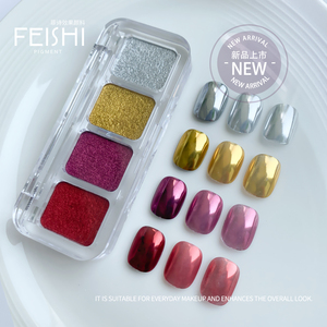 Ensemble de couleurs OEM <span class=keywords><strong>4</strong></span> en 1 palette de poudre à ongles miroir chromée pour nail art - Product Image 3