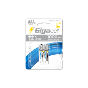 Batterie rechargeable Gigacell <span class=keywords><strong>NiMH</strong></span> rechargeable <span class=keywords><strong>1000</strong></span> <span class=keywords><strong>mAh</strong></span> 1,2 V HR03 taille <span class=keywords><strong>AAA</strong></span> pour télécommande - Product Image 1