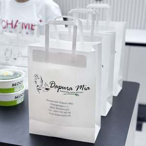 Bolsas de Papel Kraft Impresas Personalizadas para Comida para Llevar, Bolsas de Compras Recicladas para Restaurantes con Asas para Uso en Restaurantes Asiáticos - Product Image 5