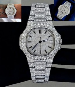 Relojes de Lujo Hechos a Mano con Diamantes, Estilo Hip Hop, con Movimiento Automático, Correa de Acero Inoxidable y Cristal de Moissanita - Product Image 1