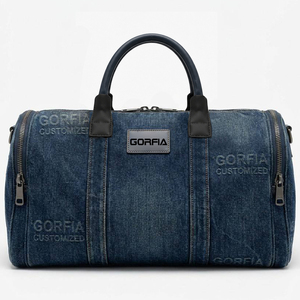 Sac de voyage en jean pour homme, grande capacité, sac de week-end décontracté, sac de voyage à bandoulière, sac à bagages, vente en gros personnalisée - Product Image 2