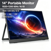 Monitor Portátil IPS de 14 Pulgadas, 1200P, 60Hz, 16:10, Pantalla Externa con Soporte, Altavoz Integrado para Computadora Portátil, PC, Consola de Juegos