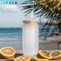 Lot de 50 verres à bière en forme de canette givrés transparents de 16 oz, gobelets, bouteilles d'eau, tasses à café vierges pour sublimation – Expédition rapide depuis l'entrepôt américain