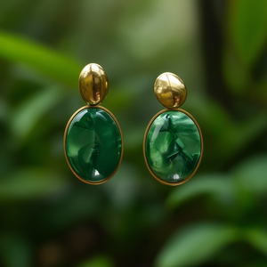 Pendientes de Moda para Mujer SmileJoyas, Acero Inoxidable 316L con Baño de Oro PVD, Diseño Ovalado de Resina Resistente y Sostenible - Product Image 3