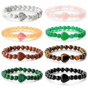 Daily Wear <b>Healing</b> Howlite Stone Jewelry New Fashion Trendy Heart Shaped Natural Malachite Beaded <b>Bracelets</b> for Couple Gift - Product Image 1