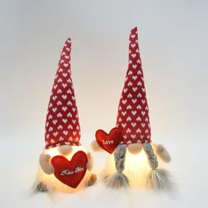 Nhà Máy Valentine Của Ngày Sản Phẩm Thủ Công Mỹ Nghệ Faceless Búp Bê Kỳ Nghỉ Trang Trí Sang Trọng Valentine Gnomes Với Dẫn Ánh Sáng Ấm Áp