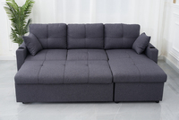 Sofá Cama Esquinero Multifuncional Moderno para Apartamento Pequeño Plegable Convertible en Cuero y Lino para Uso en Dormitorio y Sala de Estar