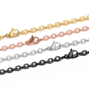 Cadena de Eslabones de Acero Inoxidable Chapada en Oro de Alta Calidad, Cadena Plana Tipo O, Cadena Cruzada para Hombre y Mujer - Product Image 1