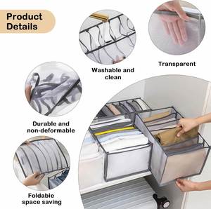 Boîte de rangement pliable en tissu non tissé écologique, organisateur de maison, table de chevet carrée, tiroirs de rangement, boîte de séparation pour placard 10-20L - Product Image 4