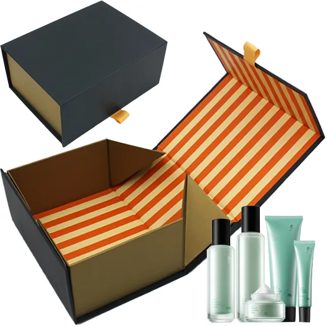 China Wholesale Matt Varnish Black Rigid Cardboard Cosmetic Gift Box Packaging With Magnetic Closure